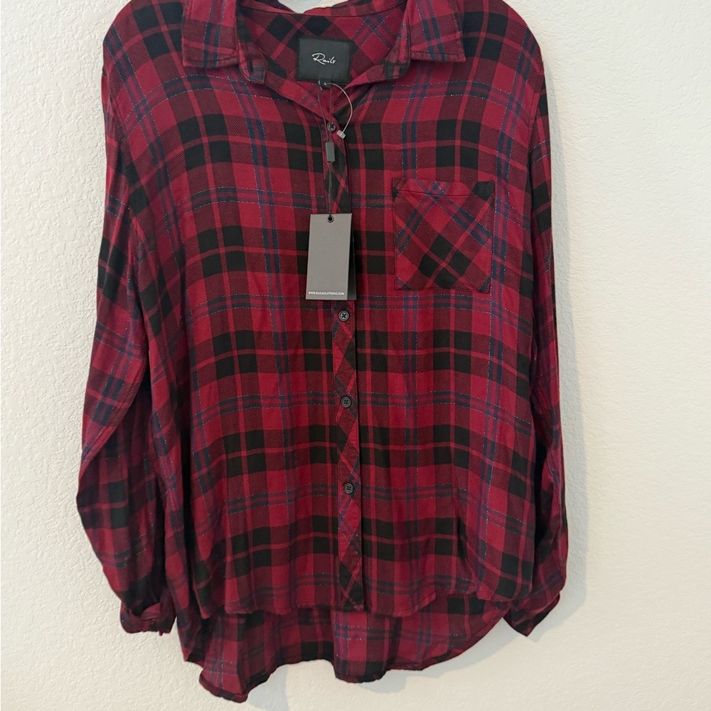 Rails Red and Black Casual Button Down Shirt